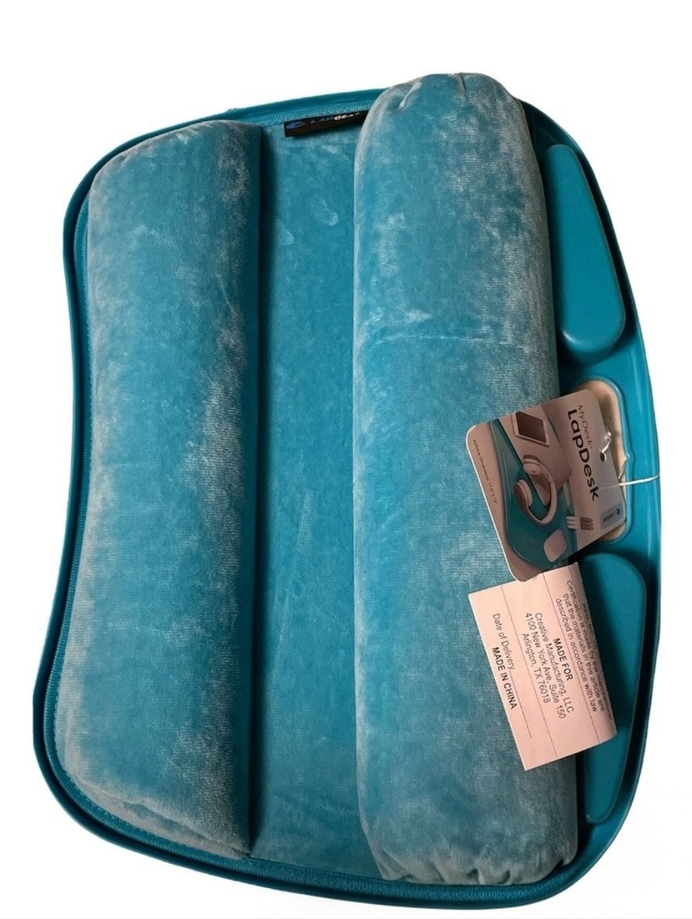 Unbranded Teal Inflatable Travel Pillow with Plush Cover